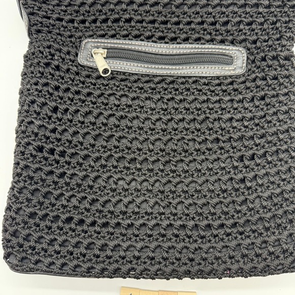 Luxy Black Crochet Rope Braided Shoulder Purse handbag‎ - Picture 2 of 6